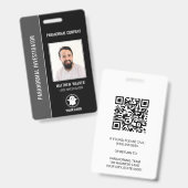 Badge Chercheur paranormal QR Code Nom Balise Code photo (Avant & arrière)