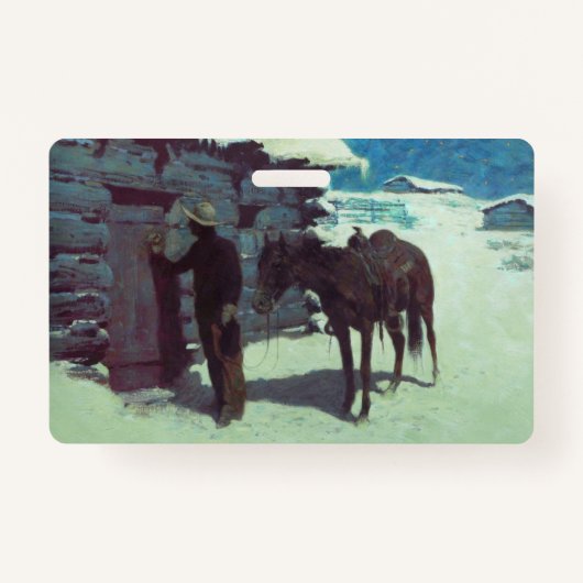 Badge Cheval et Cowboy neige hivernale (Devant)