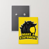 Badge Cheval Noir Gras avec Texte Motivationnel (Recto/Verso)