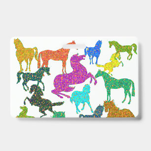 Badge Chevaux Arc-en-Ciel - "Folle de chevaux !"