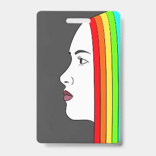 Badge Cheveux Arc-en-ciel