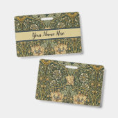 Badge Chèvrefeuille verte florale de William Morris (Avant & arrière)