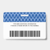 Badge Chevron Bleu | Logo de l'entreprise & Code-barres  (Arrière)