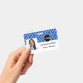 Badge Chevron Bleu | Logo de l'entreprise & Code-barres  (Manuel / portable)