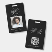 Badge Chic Black Logo Photo QR Code Business ID (Avant & arrière)