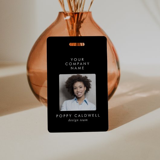 Badge Chic Black Photo QR Code Petite entreprise ID