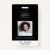 Badge Chic Black Typographie Logo Photo Employé Professe (Devant)