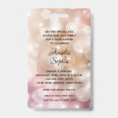 Badge Chic Blush Pink Bokeh Quinceañera Invitation VIP P (Back)