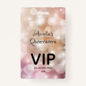 Badge Chic Blush Pink Quinceañera Invitation VIP Pass (Devant)