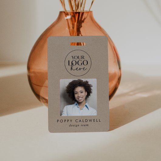 Badge Chic Faux Kraft Logo Photo QR Code Business ID