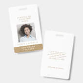 Badge Chic Gold Photo Petite entreprise ou ID enseignant (Front & Back)