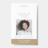 Badge Chic Gold Photo Petite entreprise ou ID enseignant (Front)