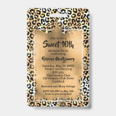 Badge Chic Leopard Sweet 16e Anniversaire Invitation VIP (Arrière)