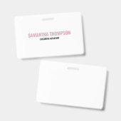 Badge Chic Moderne Rose, Blanc & Noir (Avant & arrière)