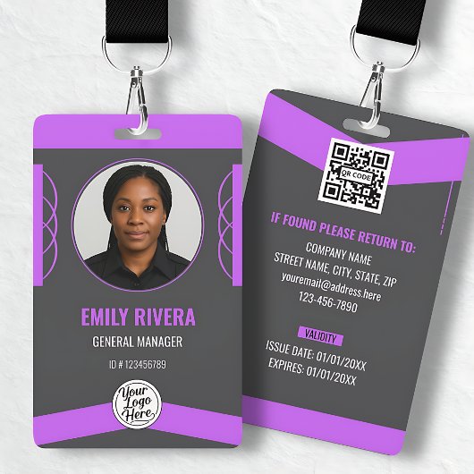 Badge Chic Purple and Gray Professional ID Holder