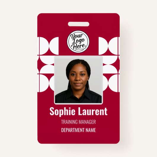 Badge Chic Red Geometric Employee ID Holder (Devant)