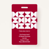 Badge Chic Red Geometric Employee ID Holder (Dos)
