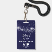 Badge Chic Stars sur Navy Sky Birthday VIP Pass (Avant avec lanière)