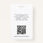 Badge Chic Typographie Logo Photo QR Code Business ID (Dos)