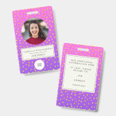 Badge Chic Violet Or Pointillé Photo D'identité De L'emp (Avant & arrière)
