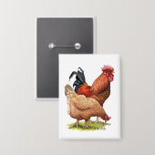 Badge Chicken And Rooster Art, Poultry, Farm Animals (Recto/Verso)