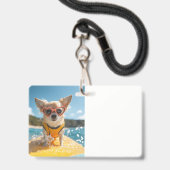 Badge chien chihuahua (Avant avec lanière)