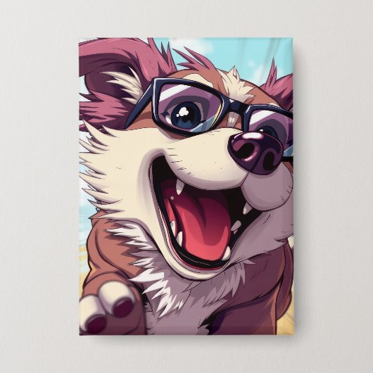 Badge Chien Cool avec Lunettes de Soleil (Recto)