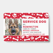 Badge Chien d'Assistance Empreintes de Patte Rouges Cart (Avant)