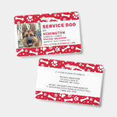 Badge Chien d'Assistance Empreintes de Patte Rouges Cart (Avant & arrière)