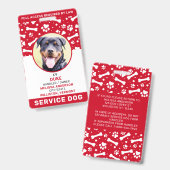 Badge Chien d'Assistance Empreintes de Patte Rouges Pers (Avant & arrière)