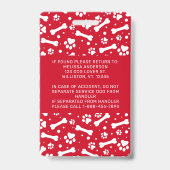 Badge Chien d'Assistance Empreintes de Patte Rouges Pers (Arrière)