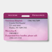 Badge Chien d'assistance Horizontal Violet (Arrière)