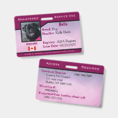 Badge Chien d'assistance Horizontal Violet (Avant & arrière)