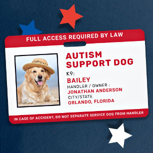Badge Chien d'assistance personnalisé pour l'autisme Pho