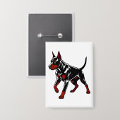 Badge Chien de garde Doberman féroce (Recto/Verso)