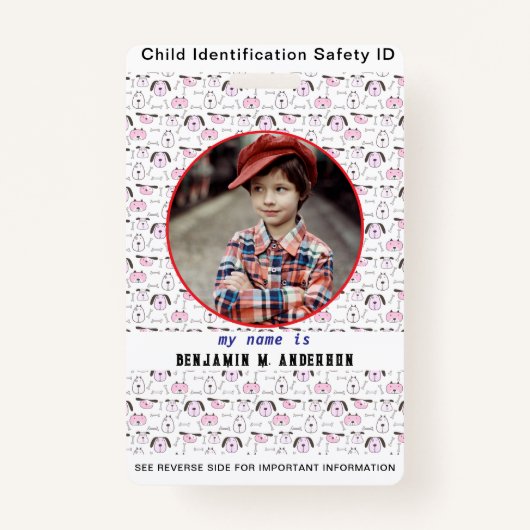 Badge Chien de l'enfant mignon Colorful Custom Photo ID  (Devant)
