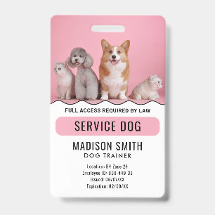 Badge Chien de service blanc rouge personnalisé