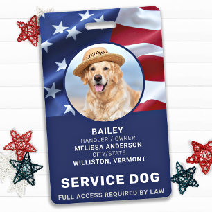 Badge Chien de service patriotique Photo ID Drapeau amér