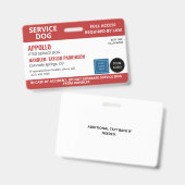 Badge Chien de service Rouge Blanc 2 Logos Sans Photo ID (Avant & arrière)