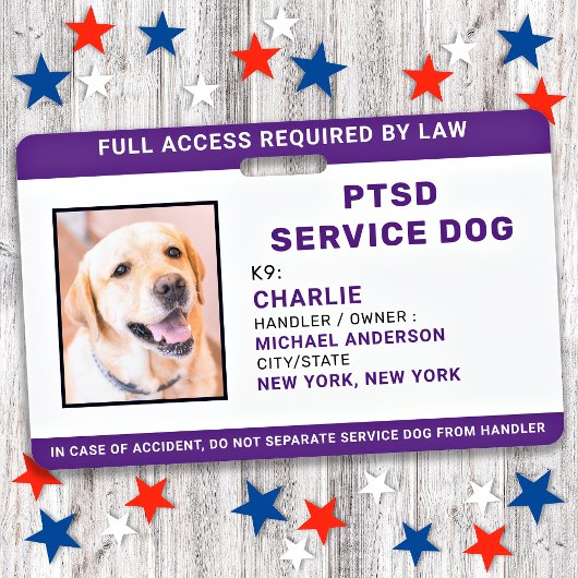Badge Chien de service SSPT simple ID photo personnalisé