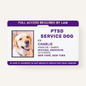 Badge Chien de service SSPT simple ID photo personnalisé (Devant)