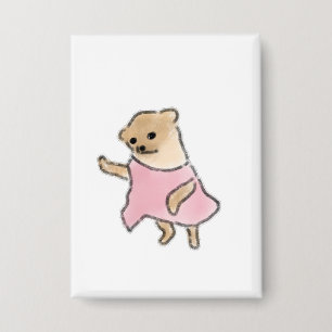 Badge Chien drôle en robe rose dansant pour la mère de c