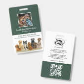 Badge Chien Employé Photo Code QR Logo Nom (Avant & arrière)