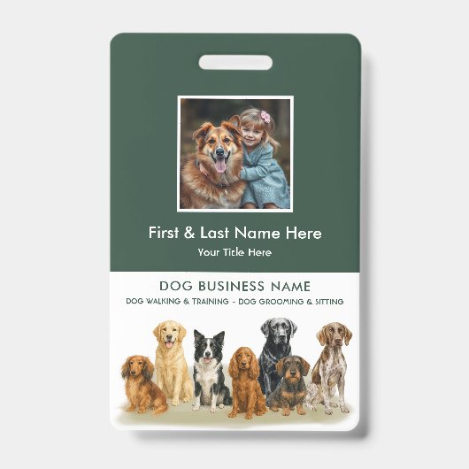 Badge Chien Employé Photo Code QR Logo Nom (Avant)