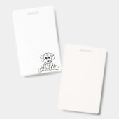 Badge Chien en dalmate dessin simple noir (Avant & arrière)