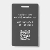 Badge Chien Groomer Funny QR Code gris (Arrière)