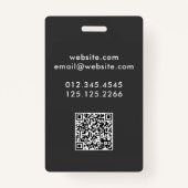 Badge Chien Groomer Funny QR Code gris (Dos)