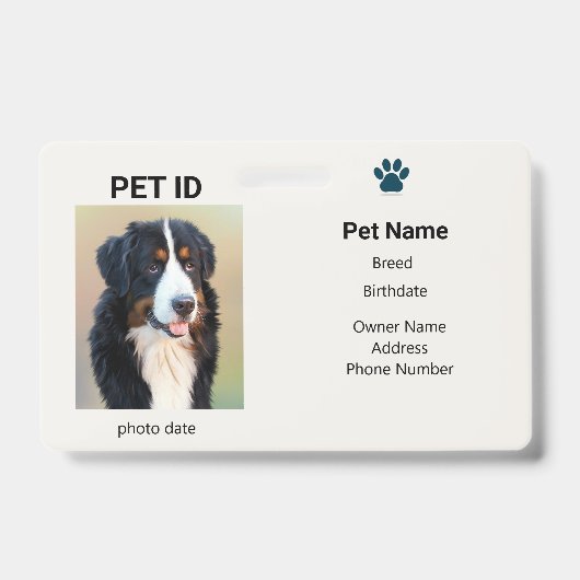 Badge Chien perdu | Informations sur la plaque d'identif (Avant)