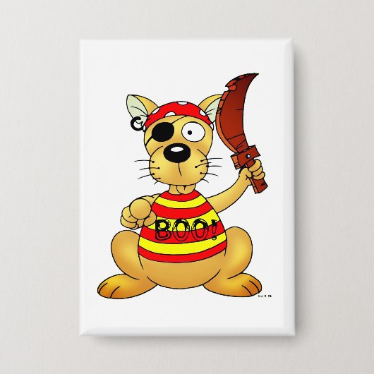 Badge Chien Pirate Drôle avec Épée de Jouet (Recto)