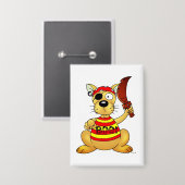 Badge Chien Pirate Drôle avec Épée de Jouet (Recto/Verso)